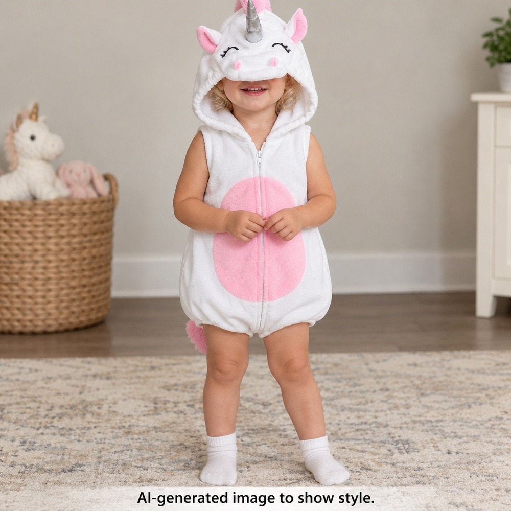 Carters Toddler Girls 24M Plush Unicorn Fleece Halloween Costume Hooded Zip Up